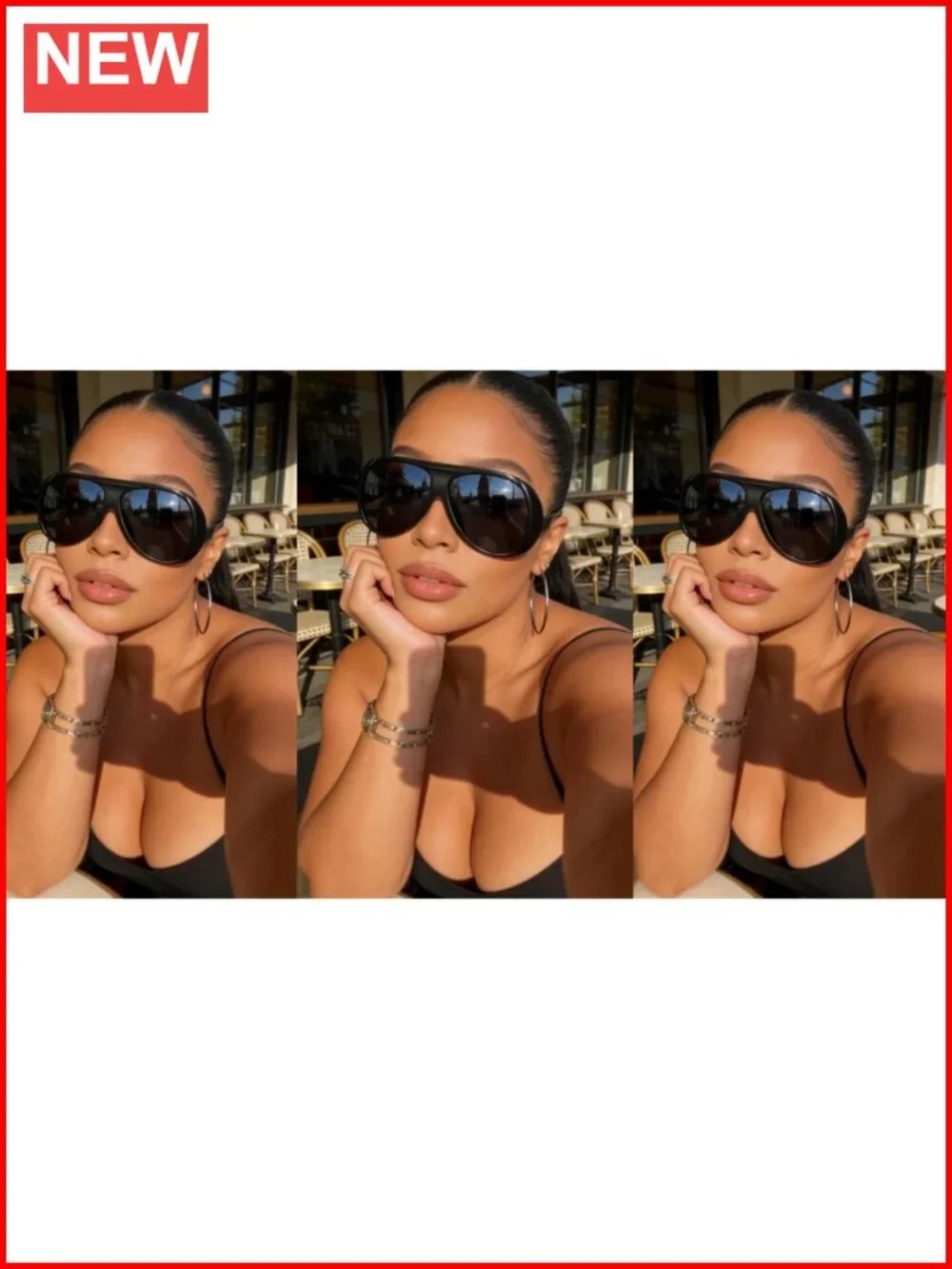 Retro Oversized Square Aviator Sunglasses UV400 Protection Polarized Driving